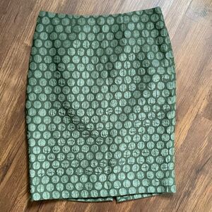Anthropologie Maeve Green Silk Pencil Skirt Size 4